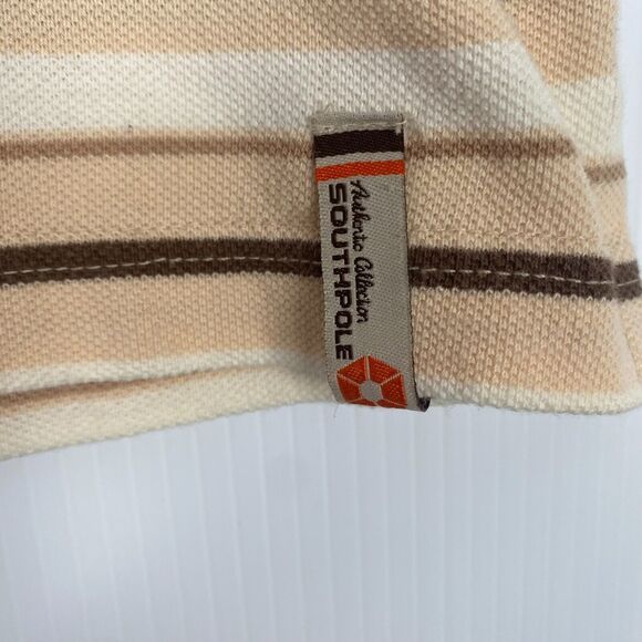 Vintage South Pole Polo Shirt Mens XLarge Brown Stripes Authentic Collection - Picture 4 of 12